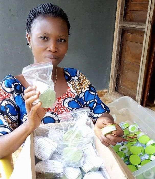 Woman teaching other women about moringa in India